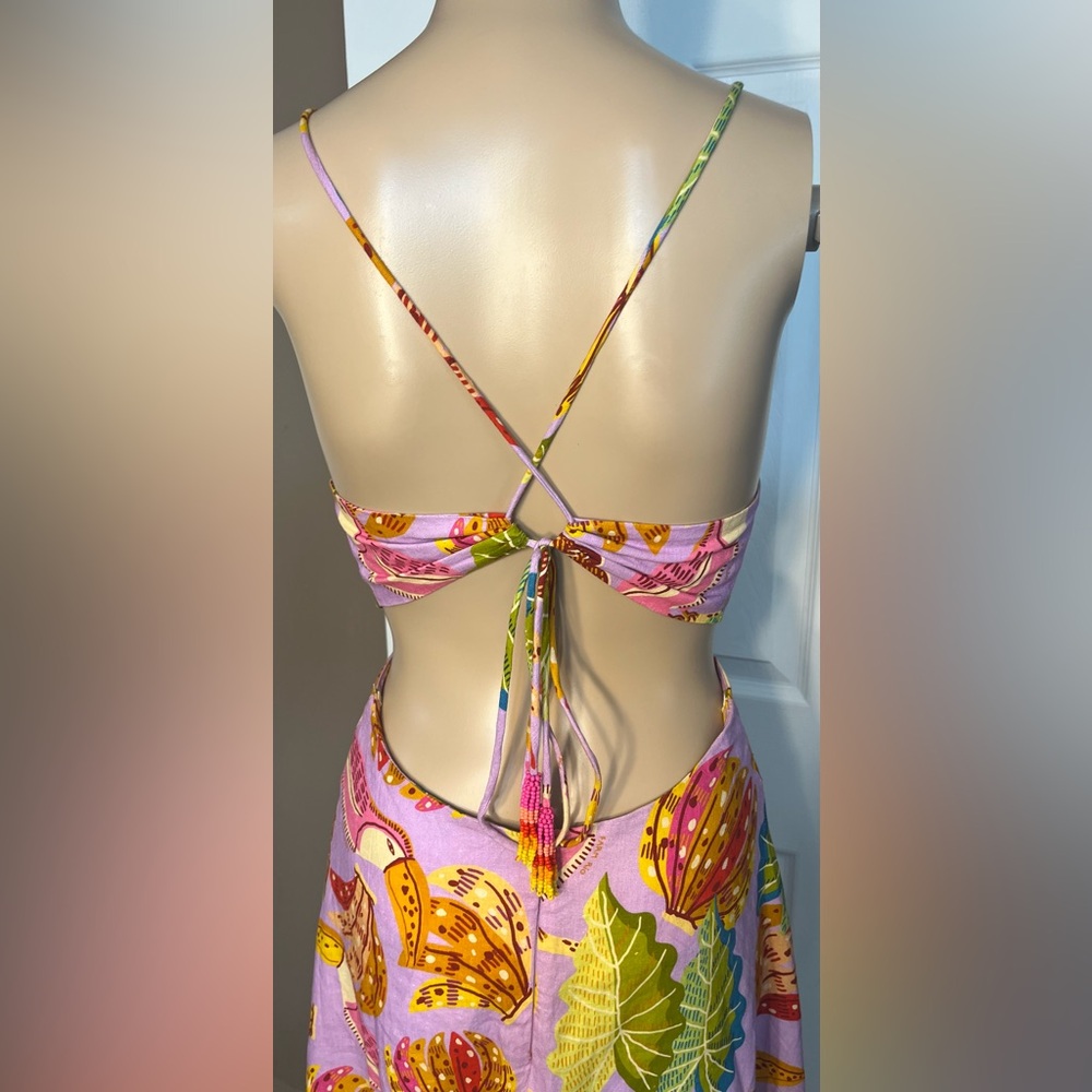 NWOT FARM RIO Lilac Beaks and Bananas Midi Dress - Size XS $199 - Picture 13 of 17